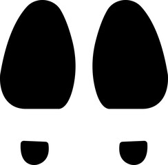 Footprint and shoe print icon in black flat style, including barefoot, boot, sneaker, trail, and walking track symbols, perfect outline and silhouette vector