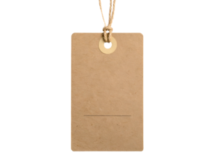 Simple brown paper tag with string, blank for writing