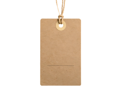 Simple brown paper tag with string, blank for writing
