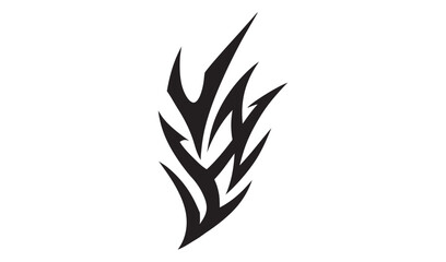 Tribal flame tattoo design abstract black and white illustration
