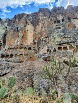 Ventanillas de otuzco necropolis with ancient cliff tombs in peru