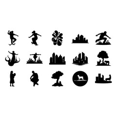 Abstract geometric shapes in multiple colors isolated on white background