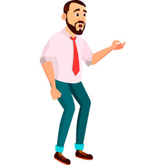 Pixelated Man In White Shirt And Red Tie With Open Mouth And Shocked Expression Full Body View With Transparent Background