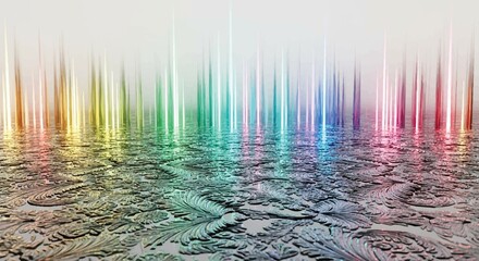 Glowing neon lines on cracked surface art 