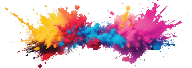 Fototapeta premium Explosion of vibrant colorful powder abstract background with dynamic splash perfect for Holi festival or creative design projects