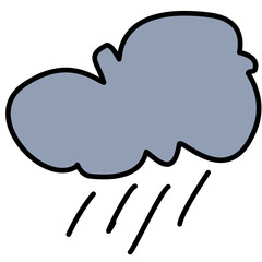 Cute Weather Icon with Cloud and Rain