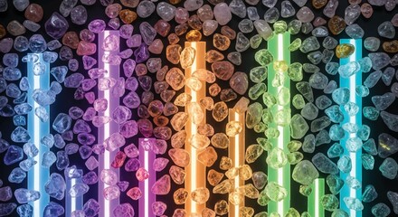 Crystals illuminated by neon background