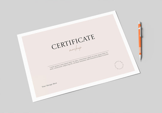 Certificate Mockup with Pen