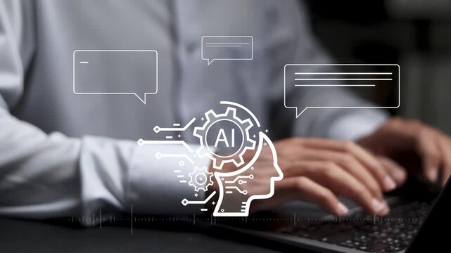 Chatbot technology concept. futuristic AI virtual assistant for customer service, with voice command. smart search automation, AI chatbot, and digital business support. - Powered by Adobe