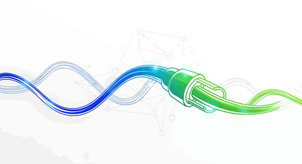 Connecting Cables in a Digital Environment, Graphic Illustration of Data Flow Concept