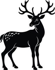 Obraz premium Reindeer with antlers silhouette Black silhouette of a reindeer with large antlers 7