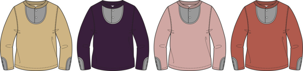 Colorful Knit Tops Fashionable Pullover Sweater Vector Illustration