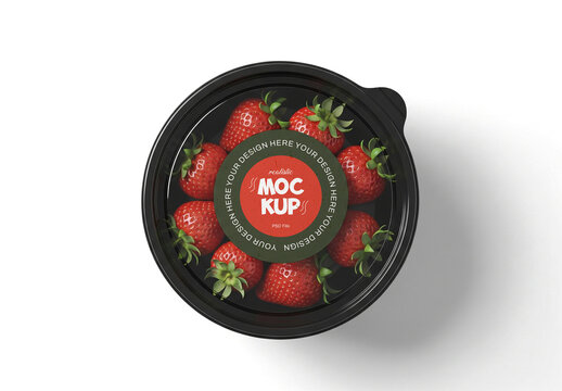 Strawberry Container Mockup with Label Design