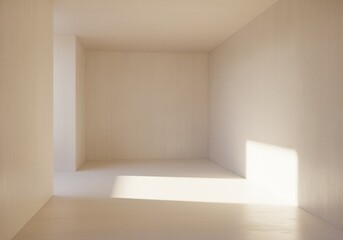 Simple interior with smooth textured walls and gentle sunlight minimalistic empty space background
