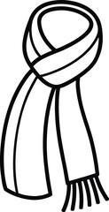 Black line art of a winter scarf clothing accessory