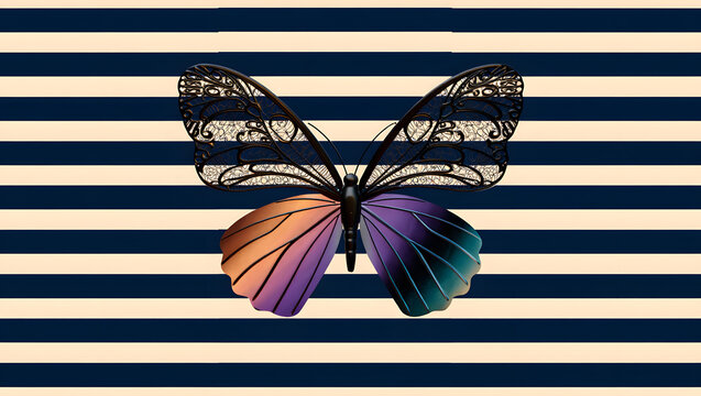 Abstract butterfly with striped background