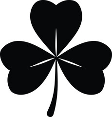 Black clover leaf silhouette isolated on white background