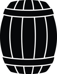 Black beer barrel silhouette on white background simple flat graphic