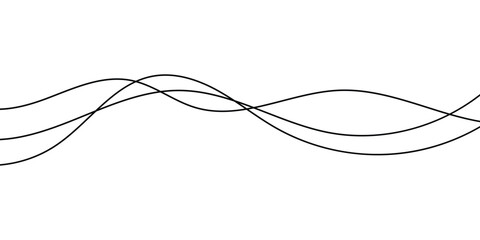 Curved Thin-wavy lines set on white page. Wavy black thin line set. Thin wavy lines set on isolated white page. EPS 10. 