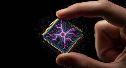 Innovative microchip in hand, new processor for compact equipment.