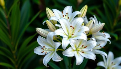 Fototapeta premium Elegant cluster of pristine white lilies in full bloom, lily, Easter