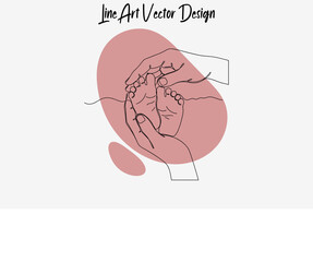 Simple Line Art Baby Feet Design