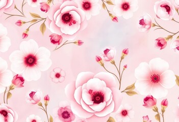 Delicate watercolor floral pattern with soft hues and romantic blooms, bright, flowers