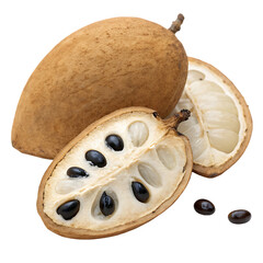 A whole cupuacu fruit isolated on a transparent background