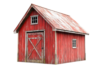 vintage Barn style utility tool shed for garden and farm on  transparent background