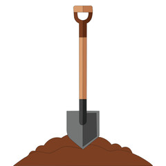 Shovel in Soil. Gardening Tool and Outdoor Work Concept