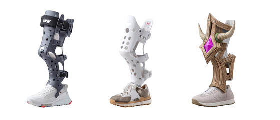 Innovative orthopedic braces displayed in a studio setting, showcasing advanced design and technology