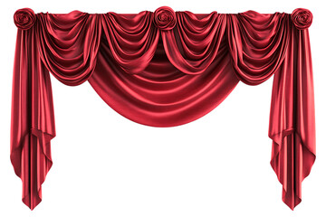 red cloth curtain classic frame on transparent background
