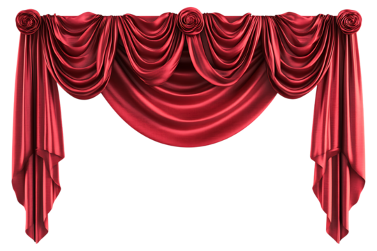 red cloth curtain classic frame on transparent background
