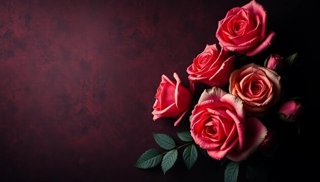 Dark, distressed background featuring faded roses and grunge texture,  faded roses, rose