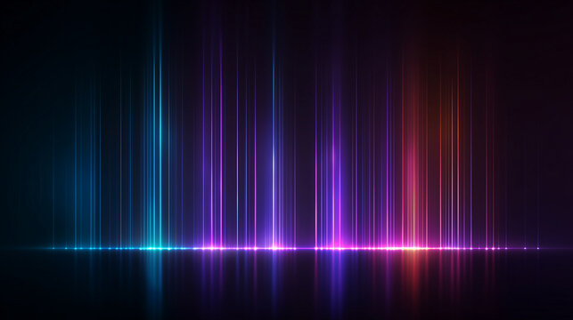 カラフルな縦の光が並ぶ抽象的で未来的な背景デザイン