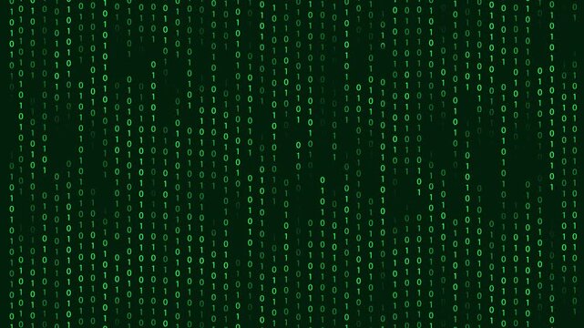 4K animated digital binary code background for technology, cybersecurity, and data visualization