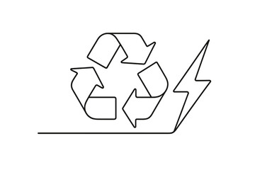 Obraz premium Sustainable Energy Transition. Recycling Power. Minimalistic one-line drawing recycling symbol transforming