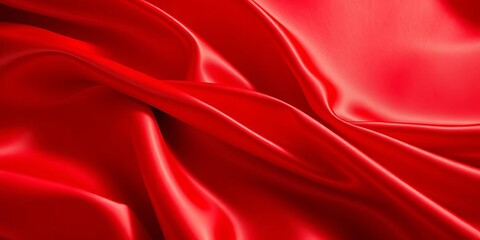 Obraz premium Luxurious red satin silk fabric folds, shimmering under soft light, product, red satin