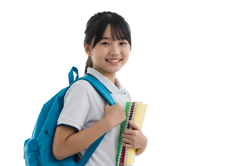 Smiling student with books ready for school year