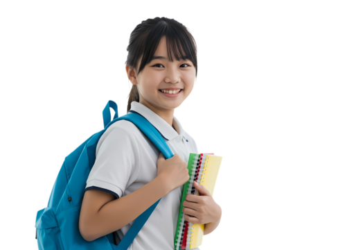 Smiling student with books ready for school year