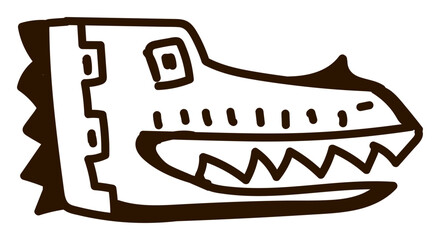 Detailed aztec drawing depicting a stylized serpent, ancient mexican art and culture.