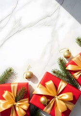 christmas background with ball and gift boxes