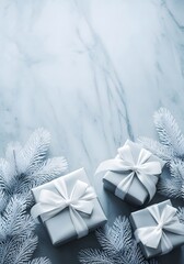 christmas gift box on blue background