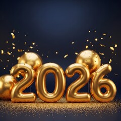 Happy New Year 2026 Gold and Black