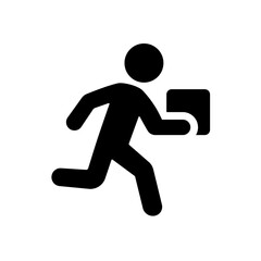A person running forward, representing physical activity, energy, movement, exercise, determination, and the pursuit of fitness or personal goals.