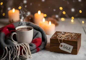 cup of coffee with christmas decorations