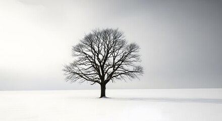 lonely tree in the winter morning