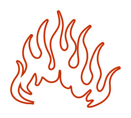 Simple line art of flames in red, ideal for creative design and decoration projects.