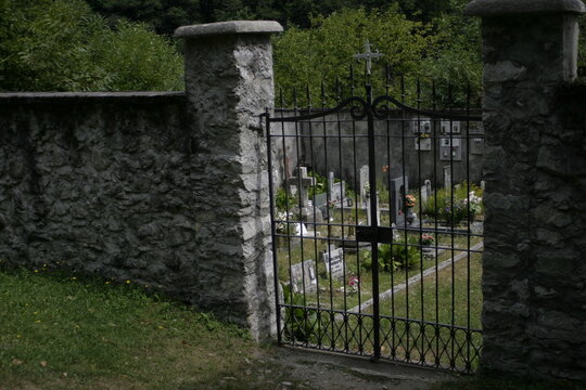 A small old cemetery in Codera, Val Codera (Alps), Lombardy, Italy.