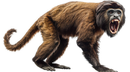 Fototapeta premium Monkey walking forward in side profile view 